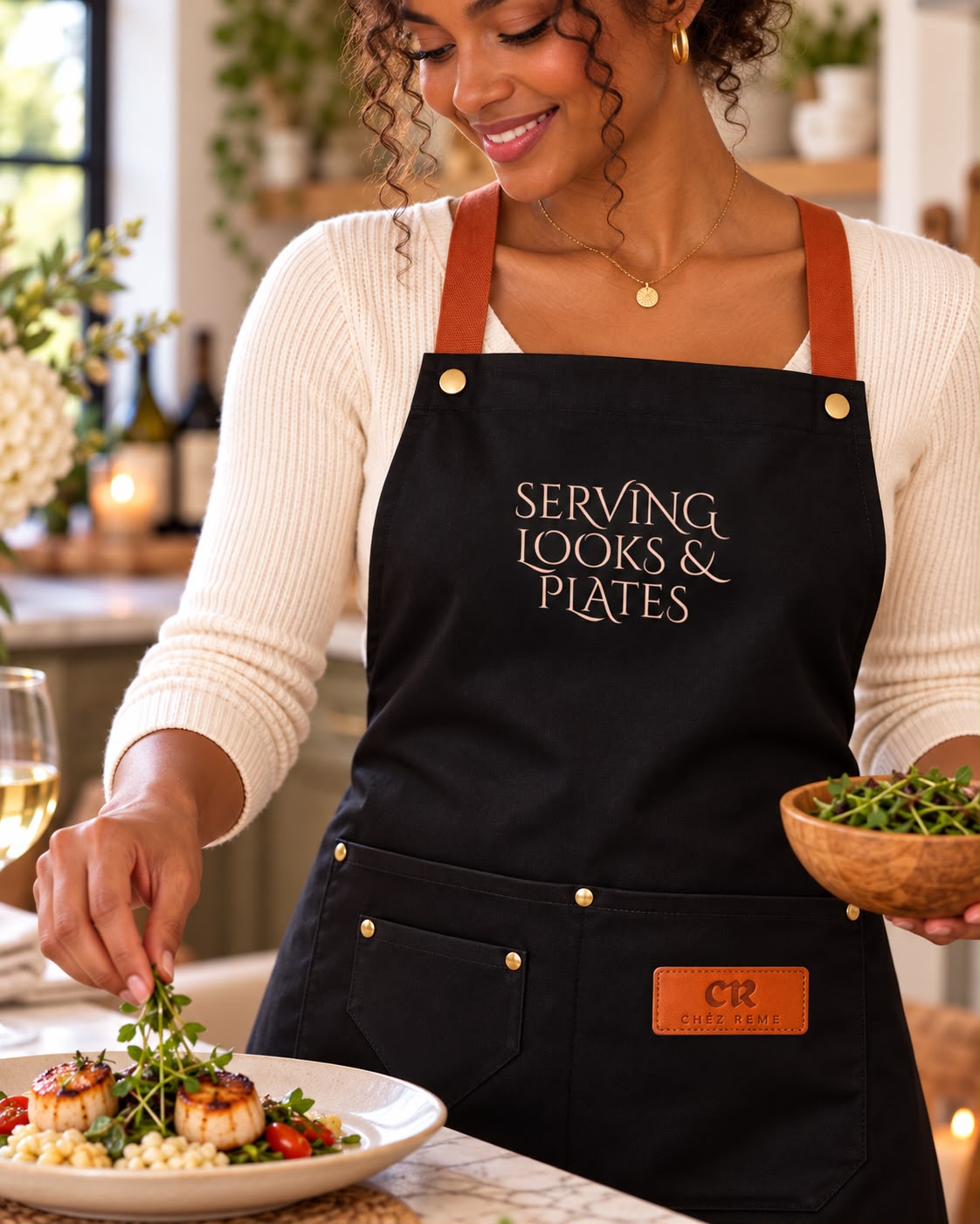 Serving Plates & Looks Apron - Liquid proof apron