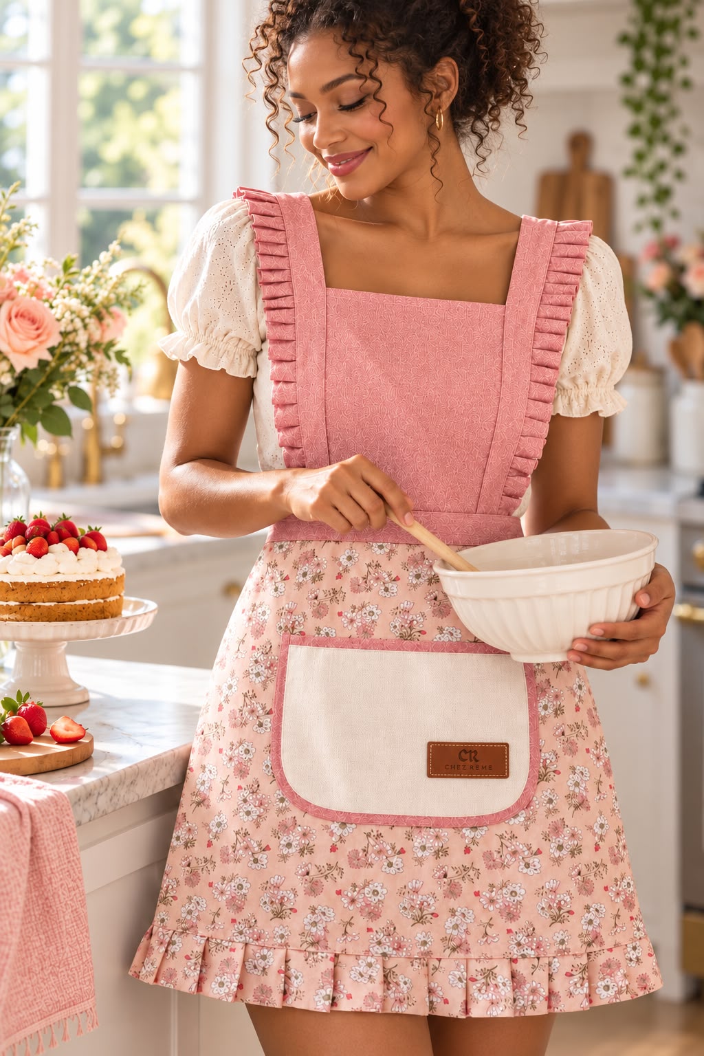 The Hostess Apron - Blush bloom